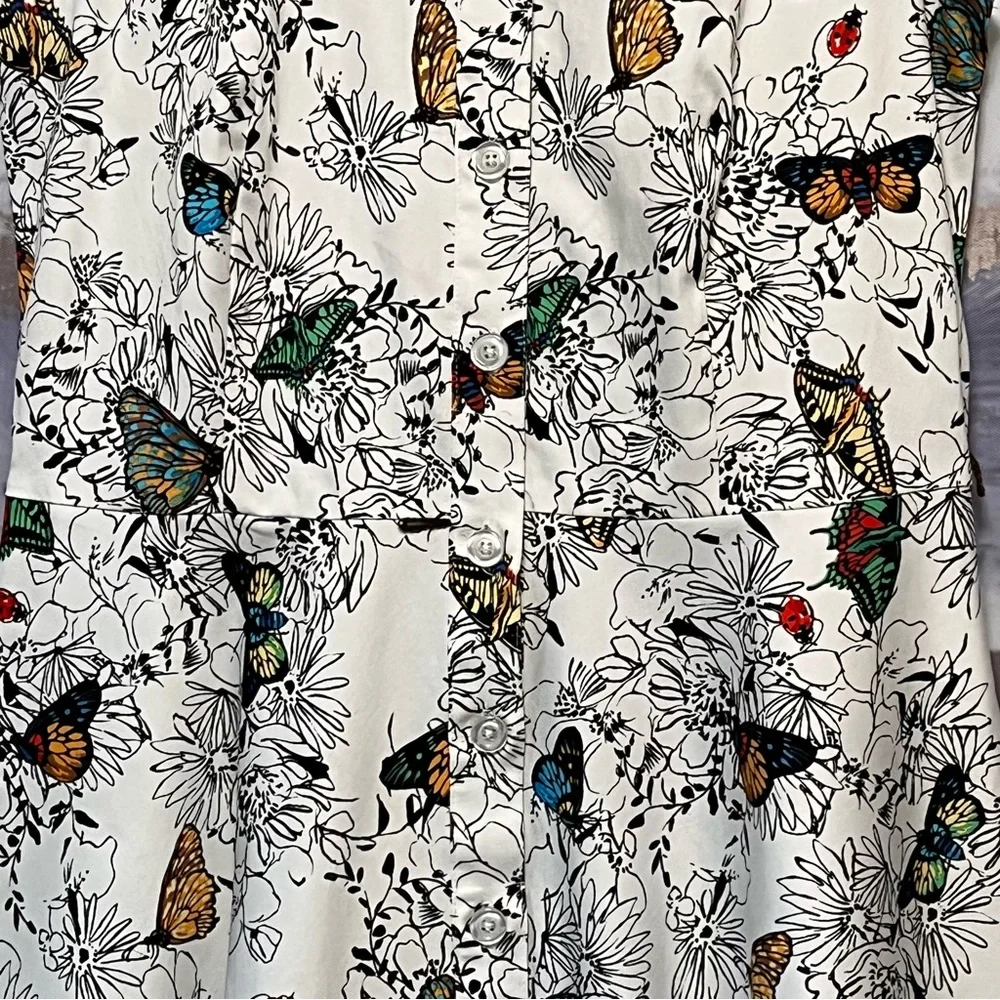 NORTH STYLE Floral‎ Butterfly Dress Midi Botanical Fit & Flare Stretch Womens 12